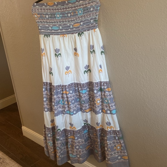 Magazine Floral Print Strapless Maxi Dress / Size Large - Picture 7 of 11